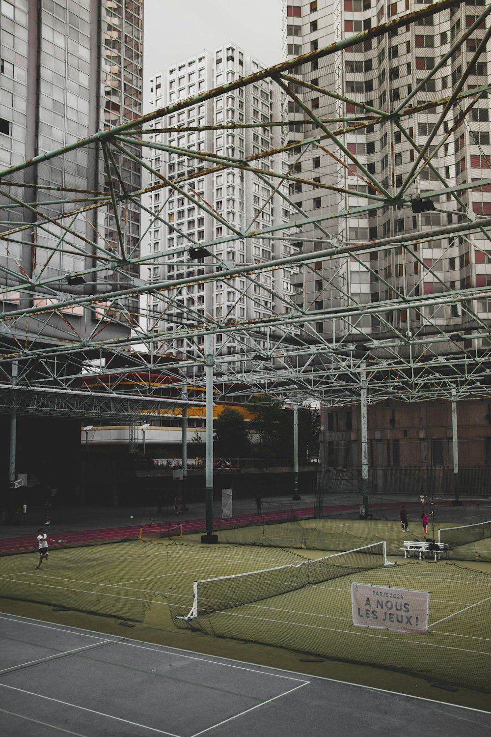 two green tennis courts