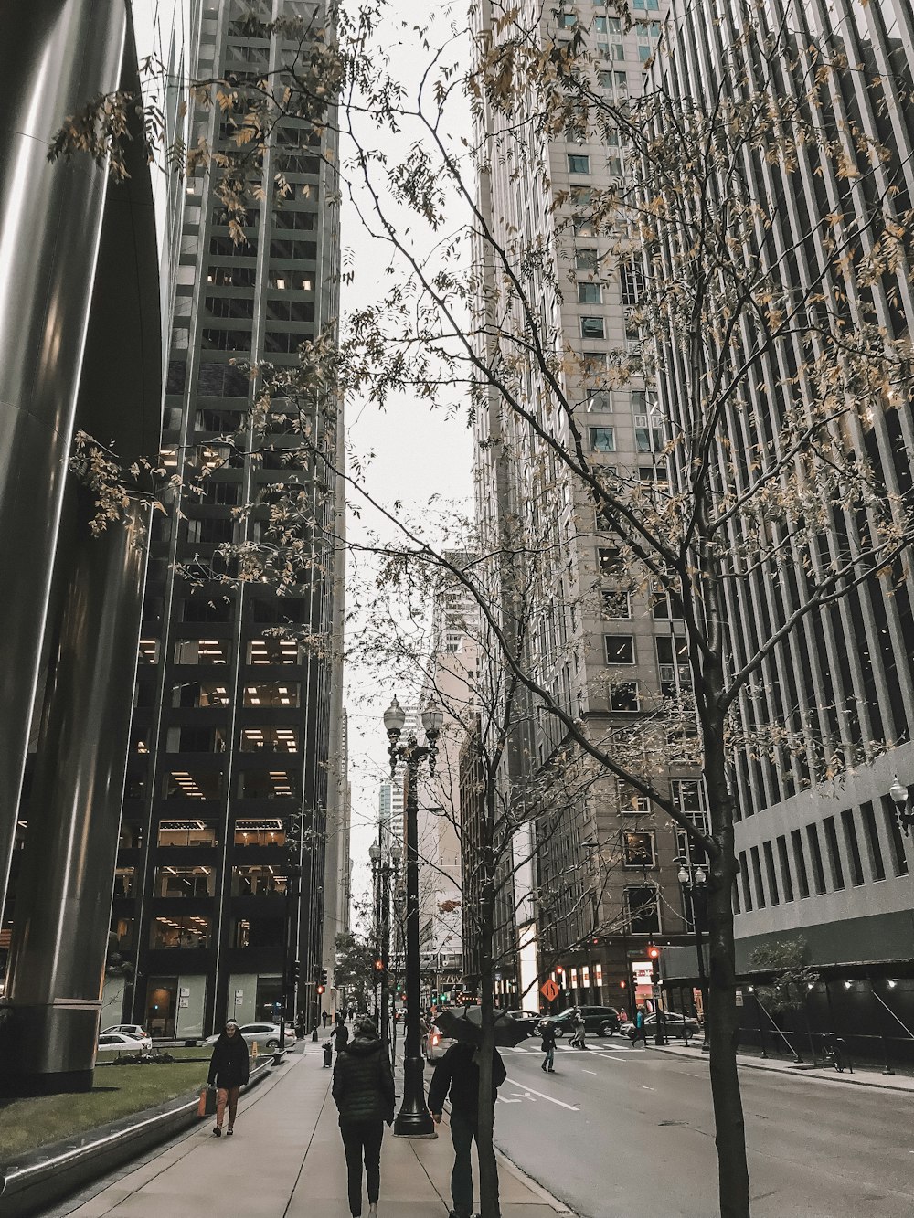 people walking beside street in city