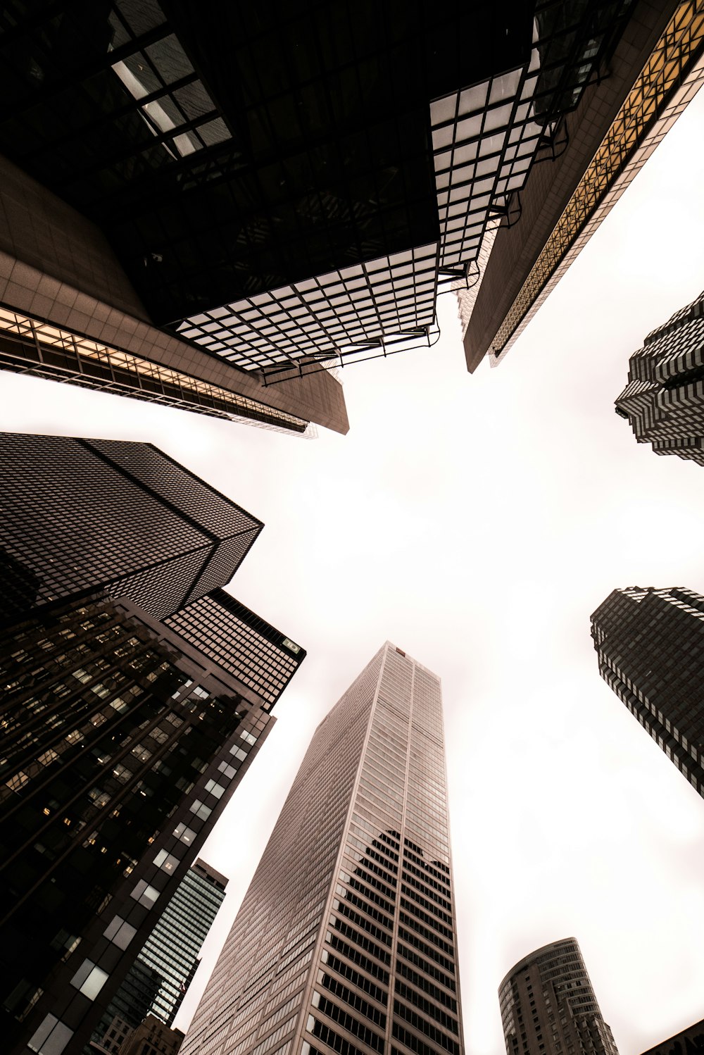 low-angle photography of high-rise buildings