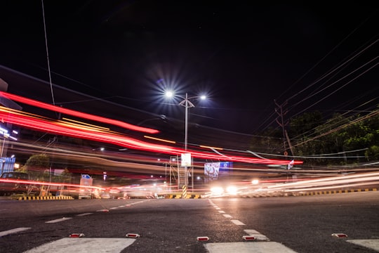 time lapse photography of cars on road during night time in Visakhapatnam India