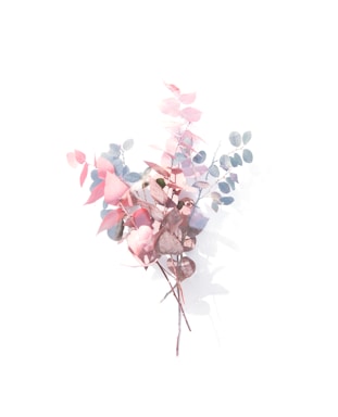 fine art photography,how to photograph layers of autumnal foliage on glass; pink and blue silver dollar eucalyptus leaves on white surface