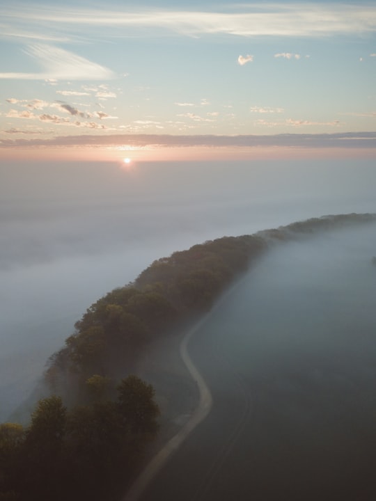 aerial photography of road beside trees covered with fogs during daytime in Katharinenhof Germany