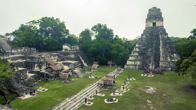 Temple maya de Tikal émergeant de la jungle, Guatemala