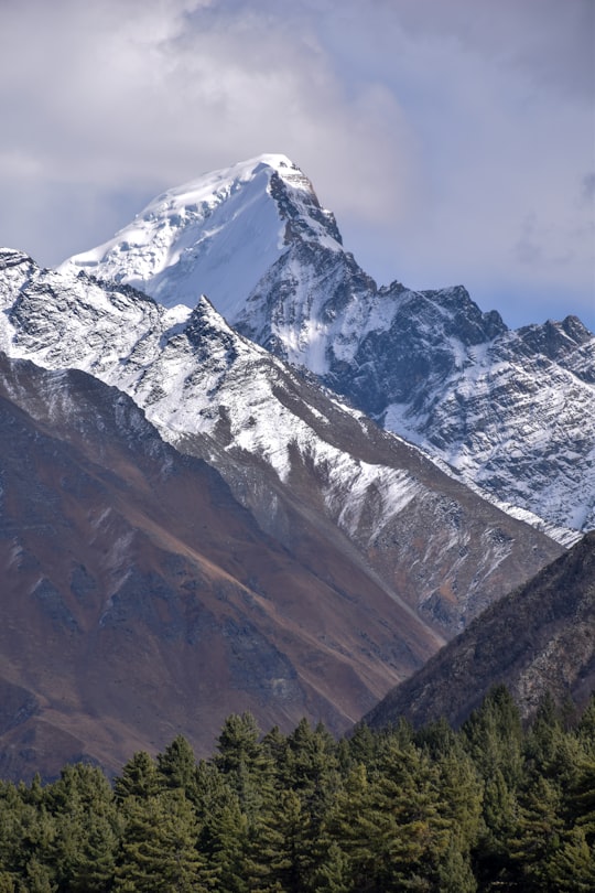 snow-capped mountain at distance in Chitkul India