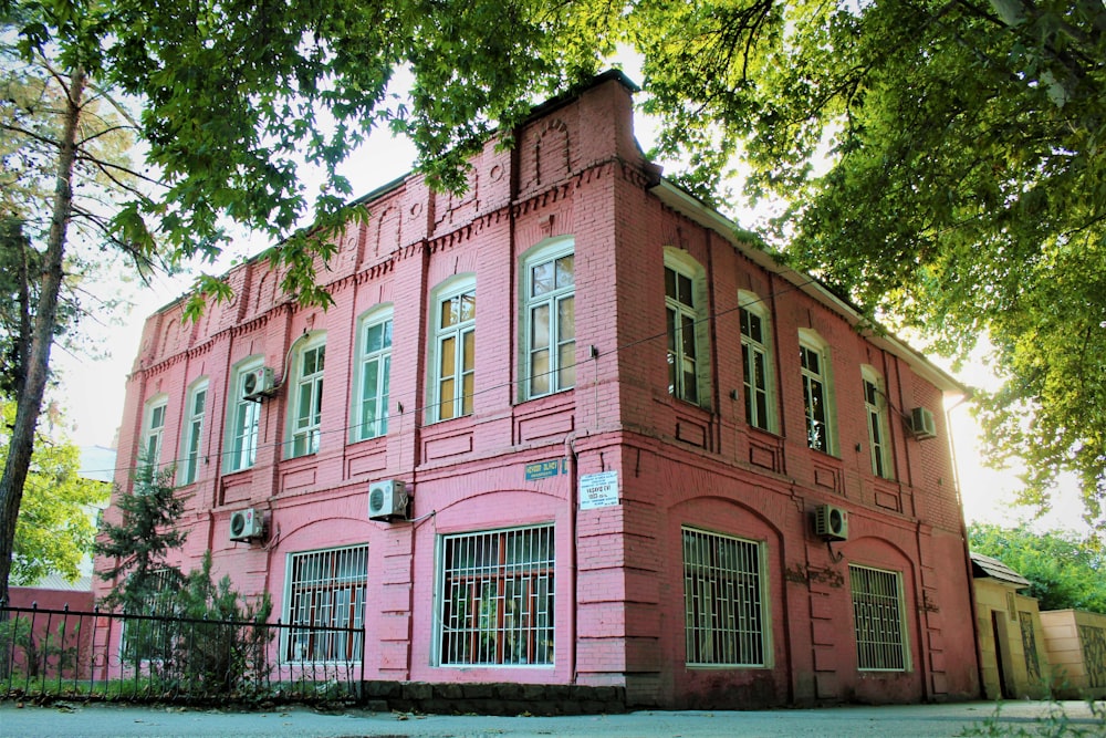 pink concrete 2-level building