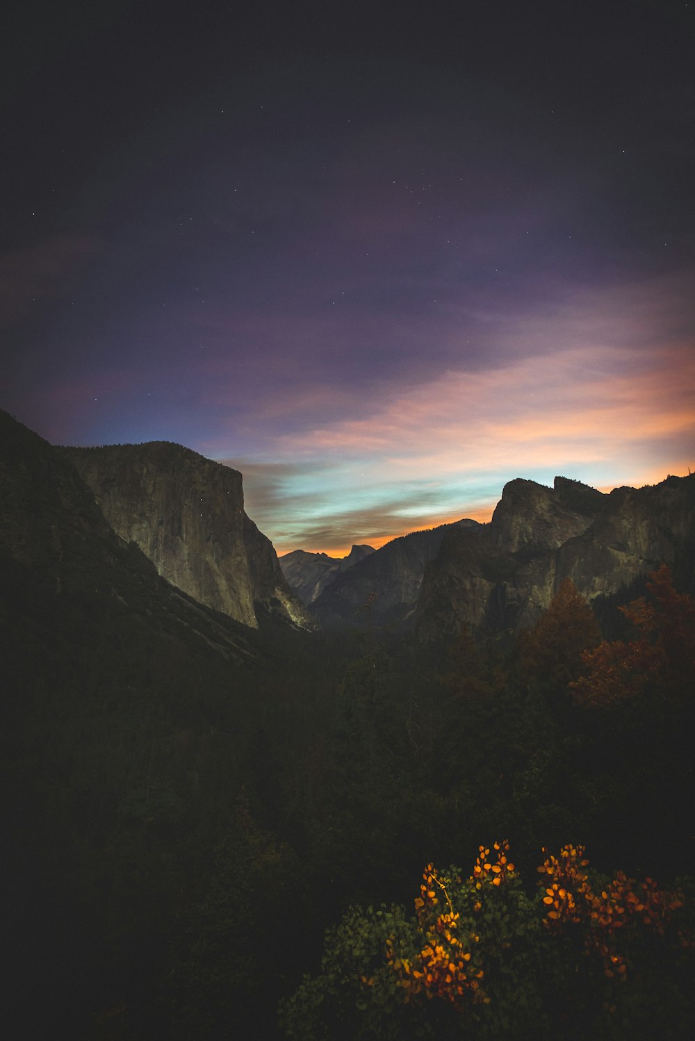 tall mountain in night sky