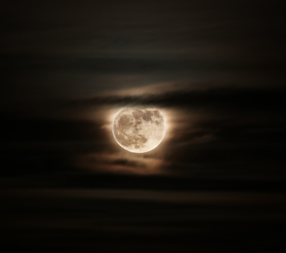 full moon in a cloudy sky