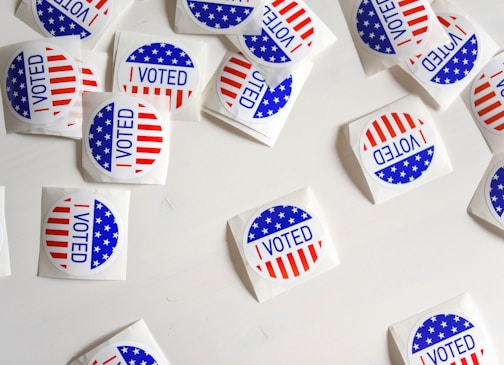 I Voted stickers on white surface