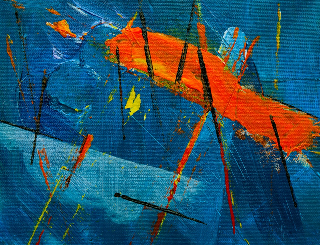 blue and orange abstract painting