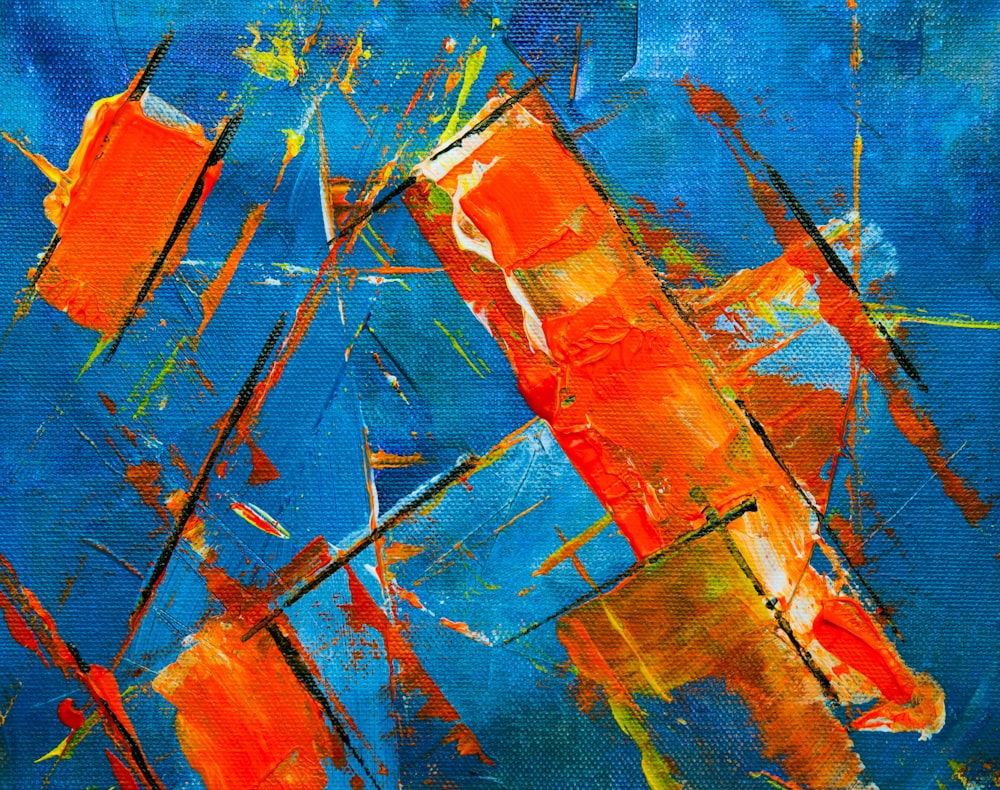 blue and orange abstract painting