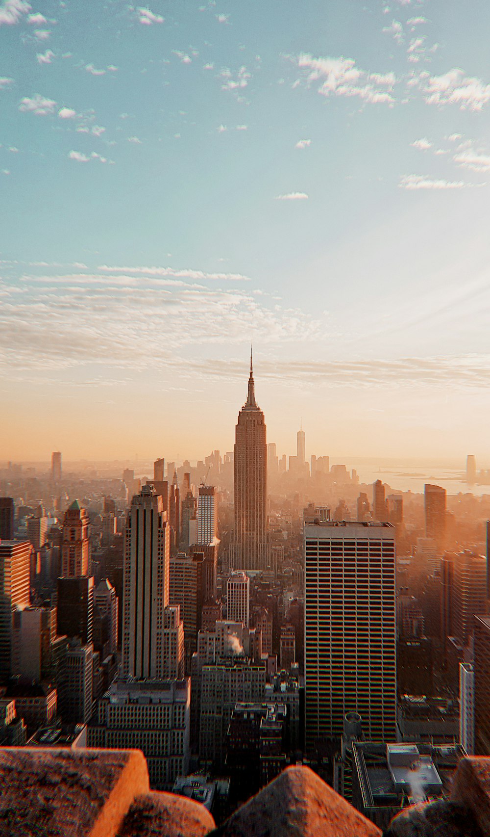 city skyline at dusk