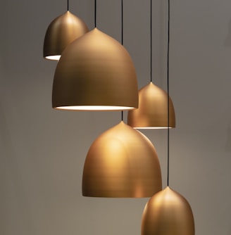 turned on pendant lamps