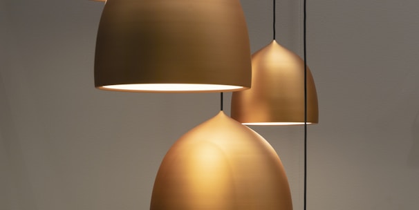 turned on pendant lamps