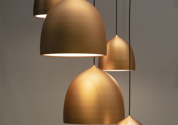 turned on pendant lamps