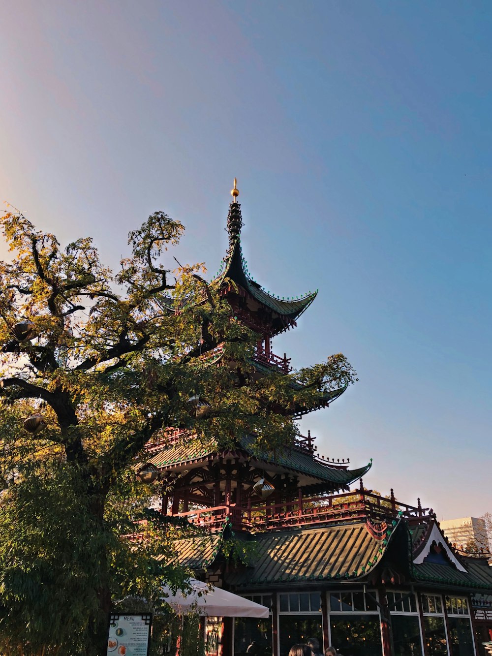 Templo de la pagoda cerca del árbol