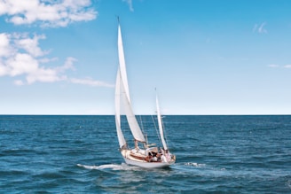 white sail boat on body of wate
