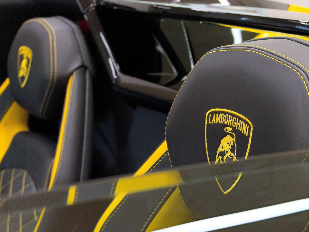 yellow and black Lamborghini car seat covers