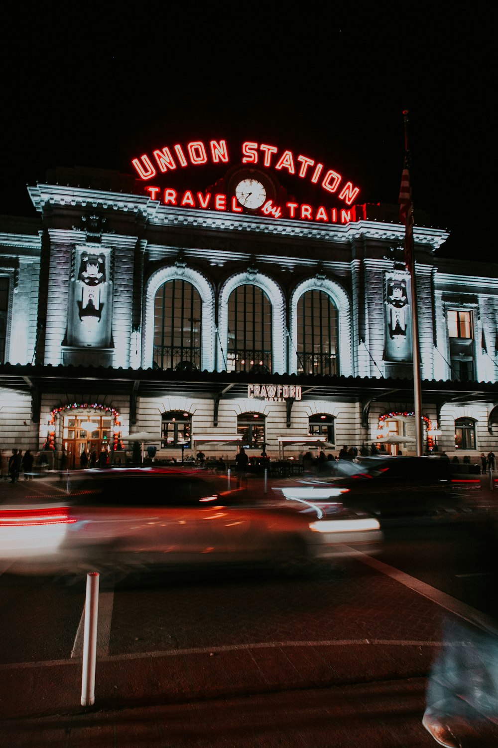 Union Station travel by train building photo at night