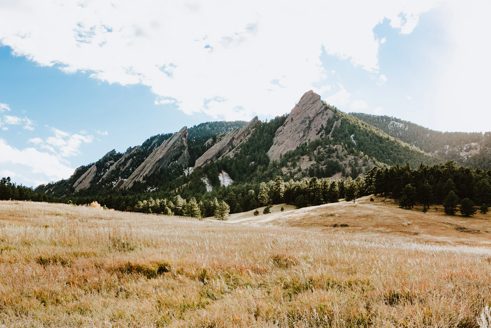 Open field below the mountains on the edge of Boulder, Colorado