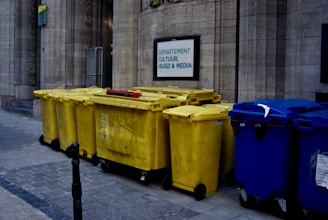 plastic trash bin lot