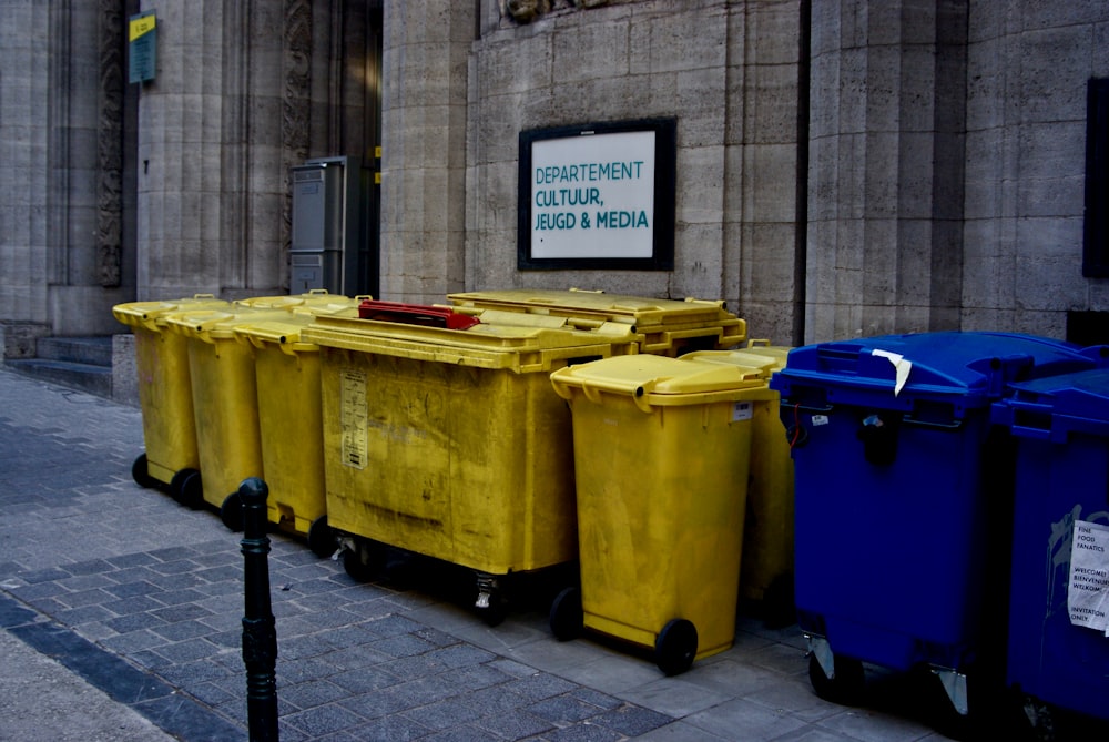 plastic trash bin lot