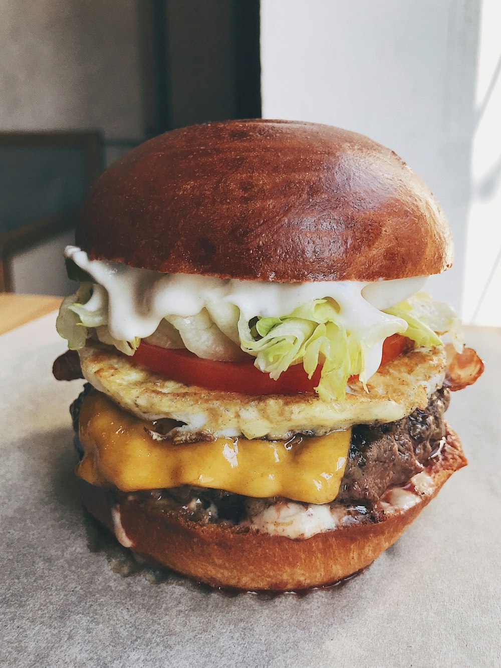 cheese burger on white surface