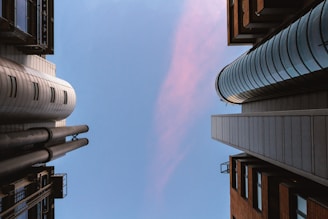 low angle photography of buildings