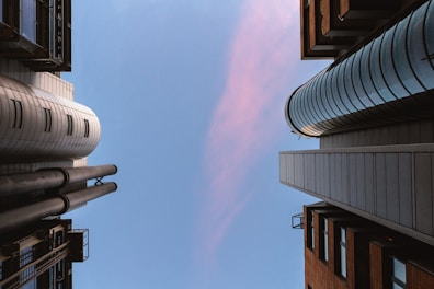 low angle photography of buildings