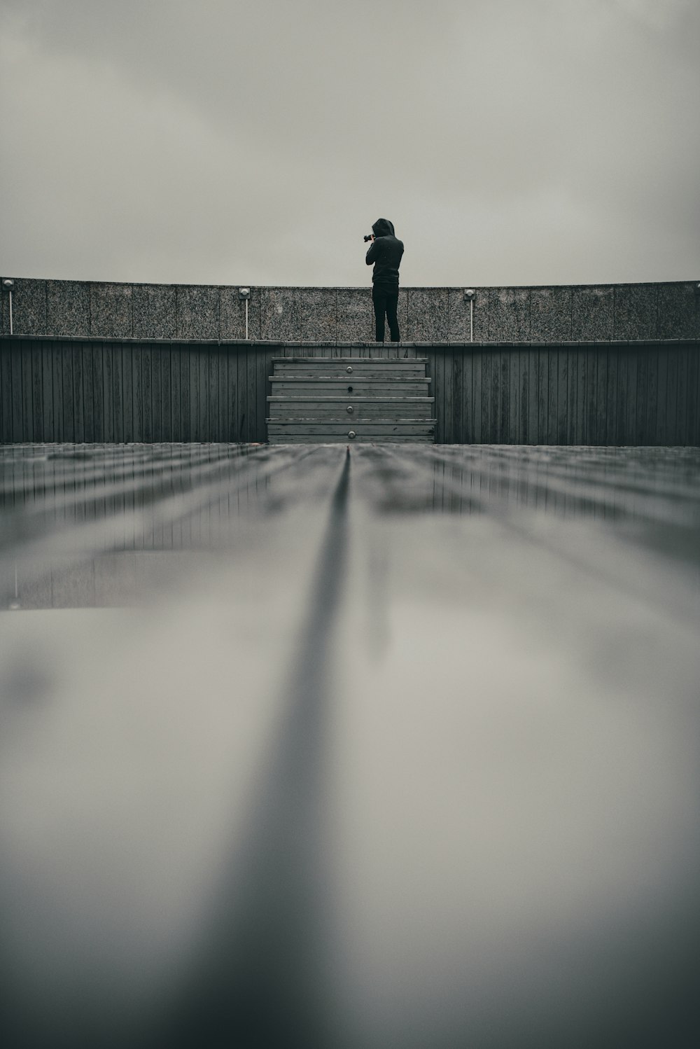 person standing under gray sky