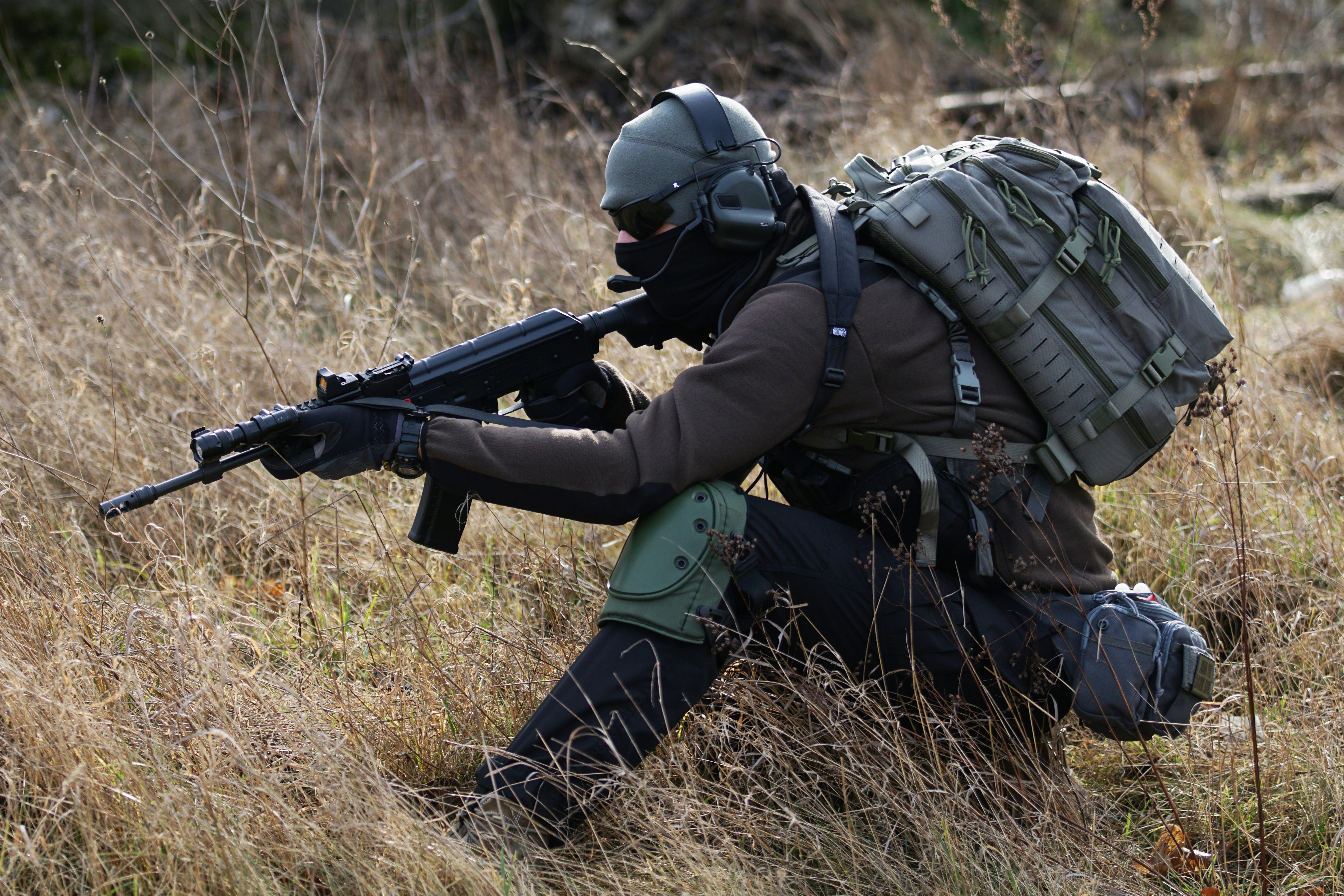 Airsoft player outdoors
