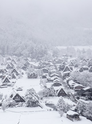 snow capped villages during winter