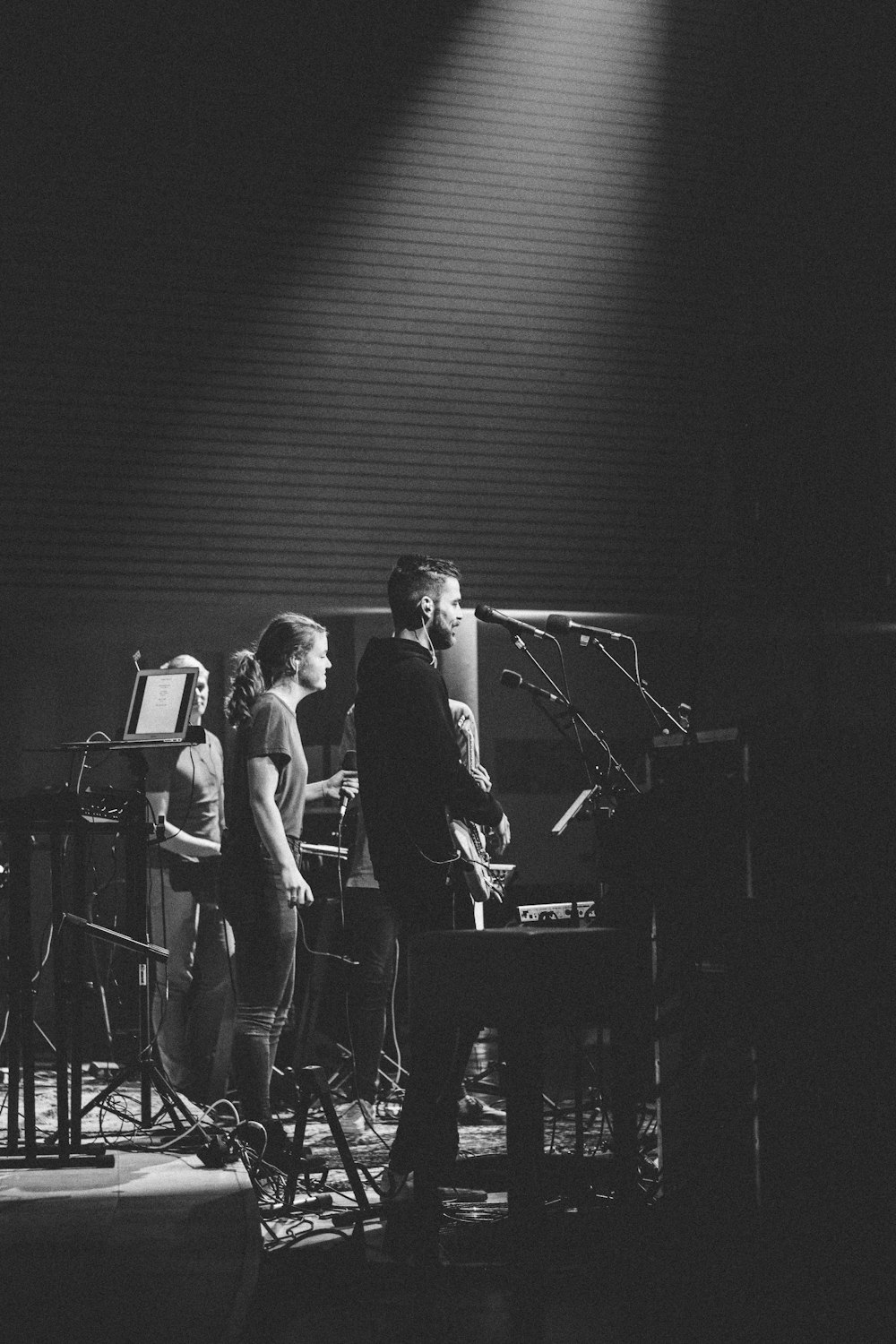 men performing on stage