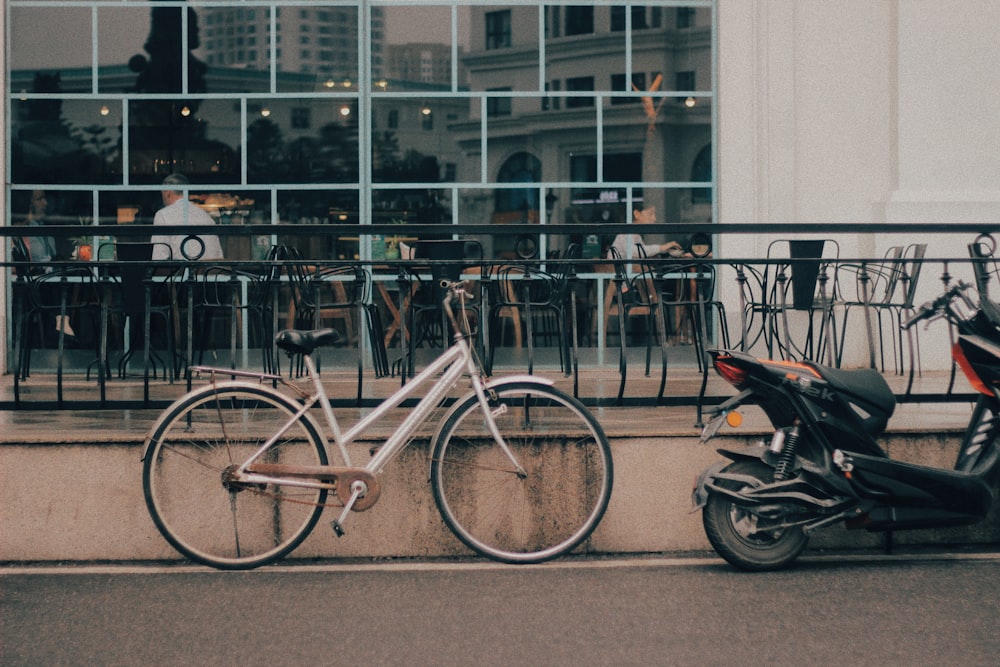 white and black road bike