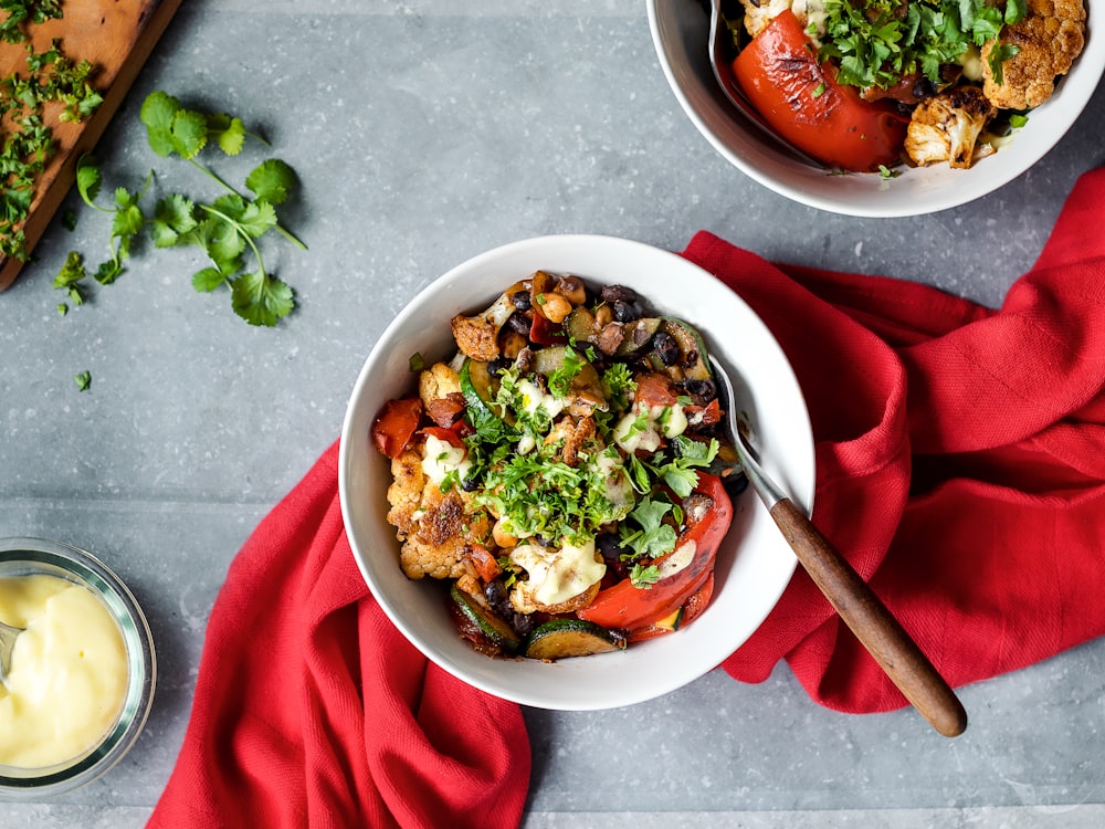 cooked food in white bowl