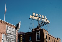 Hotel Monte Vista sign on top of brown concrete building