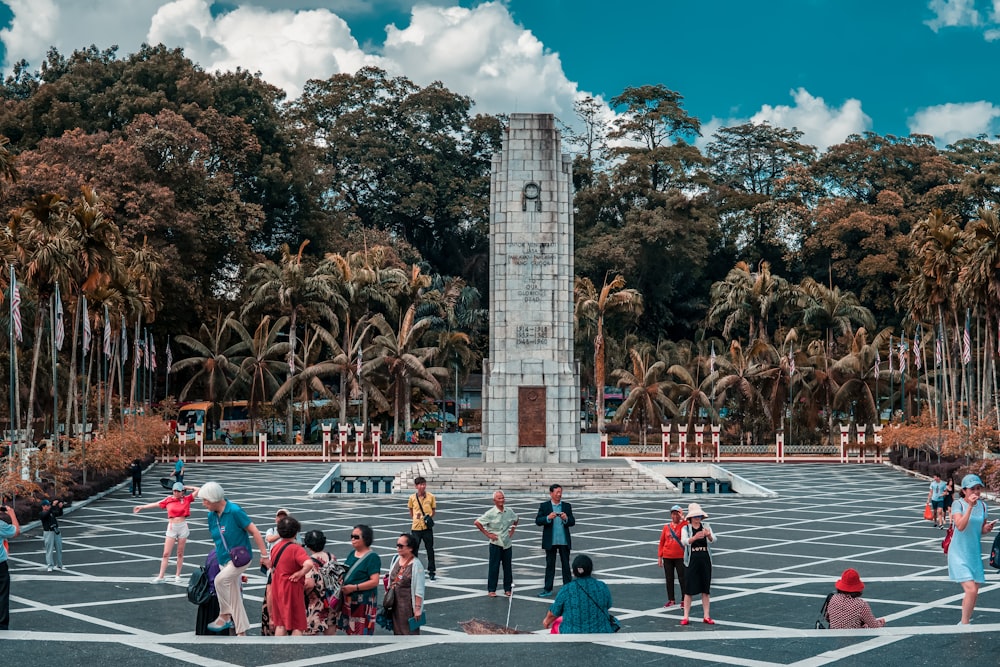 people gathering on monument park