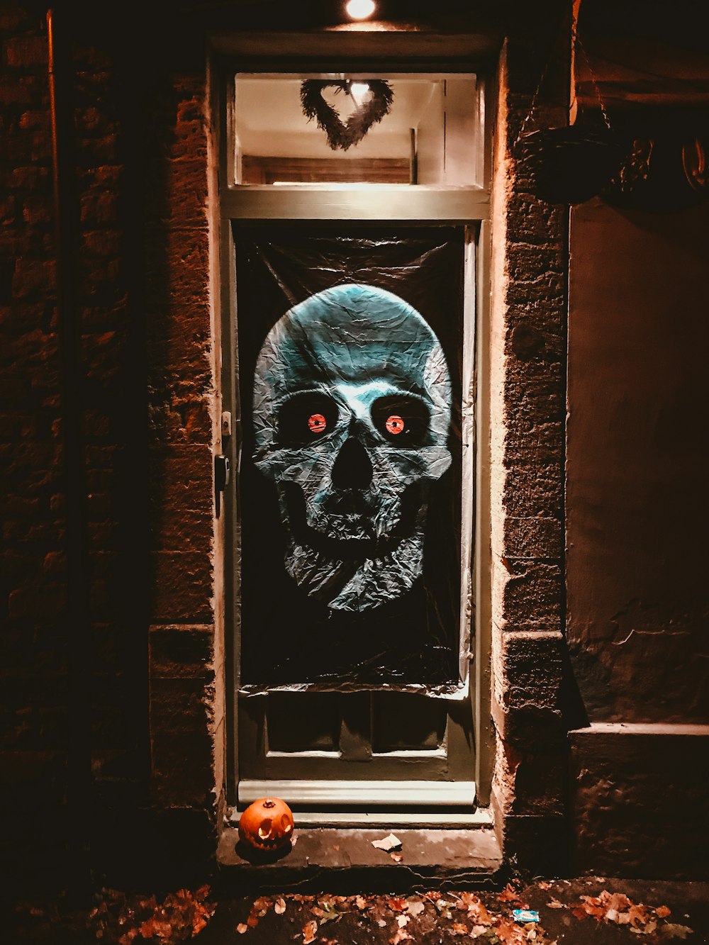 black and gray skull Halloween banner