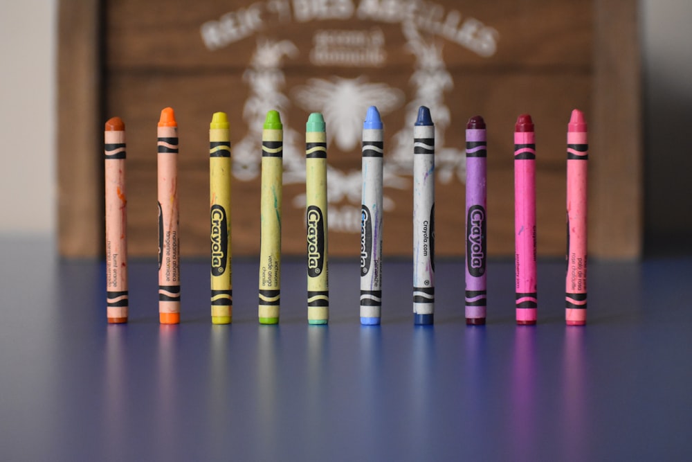 selective focus photography of Crayola crayons