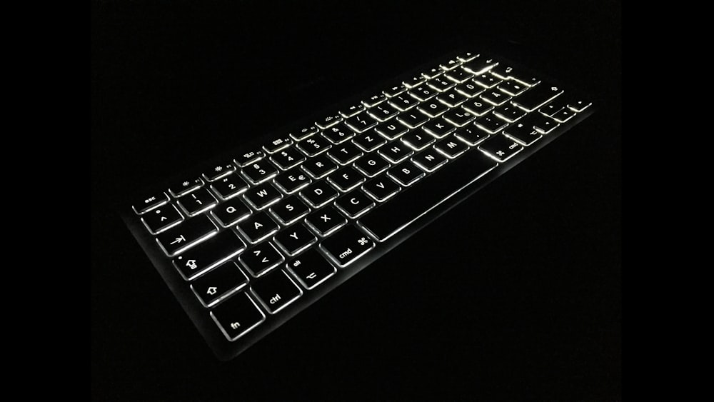 black and white lighted keyboard