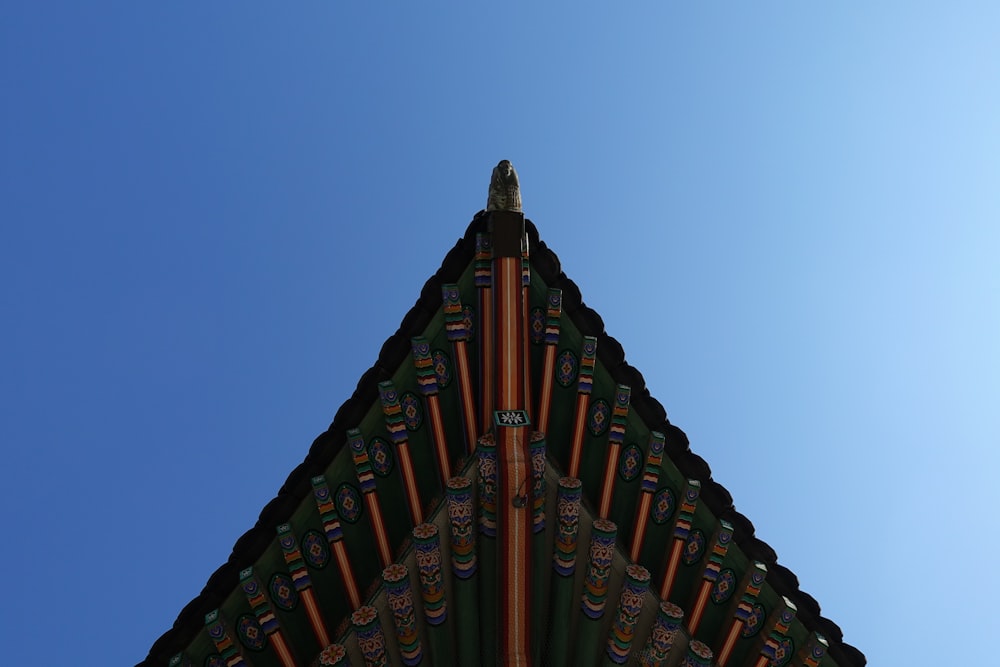 worm's eye view of wooden ceiling