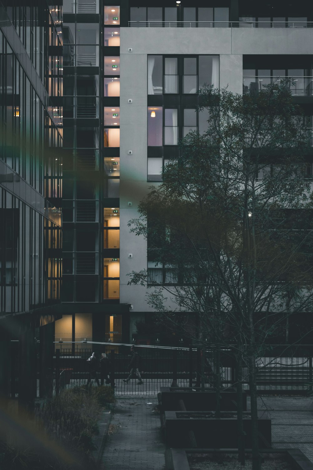 white concrete building beside gren tree