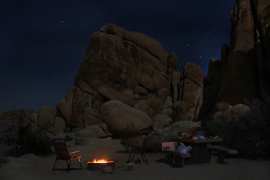 brown firepit brown rock formation in Joshua Tree National Park United States