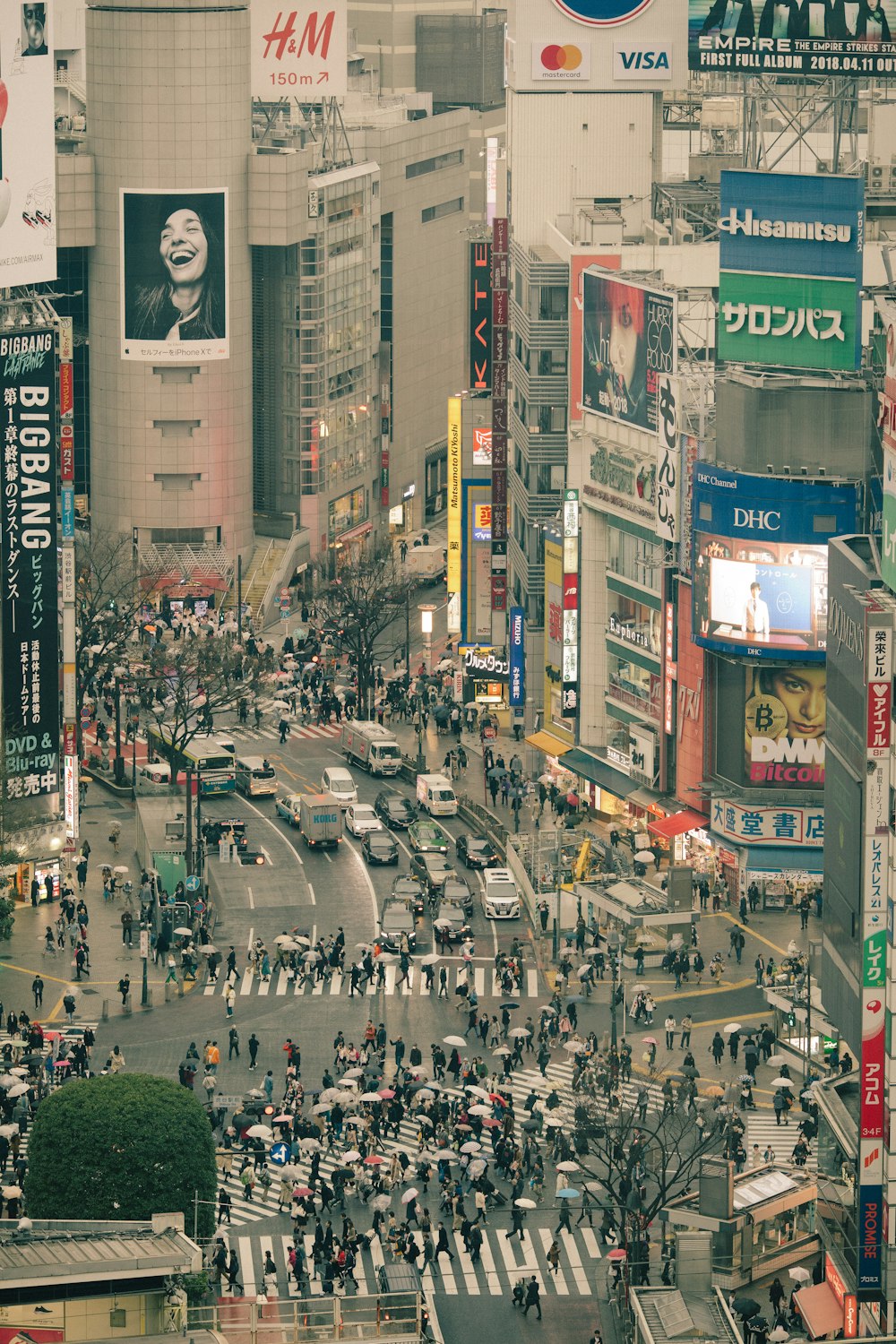 fotografía aérea del cruce de Shibuya