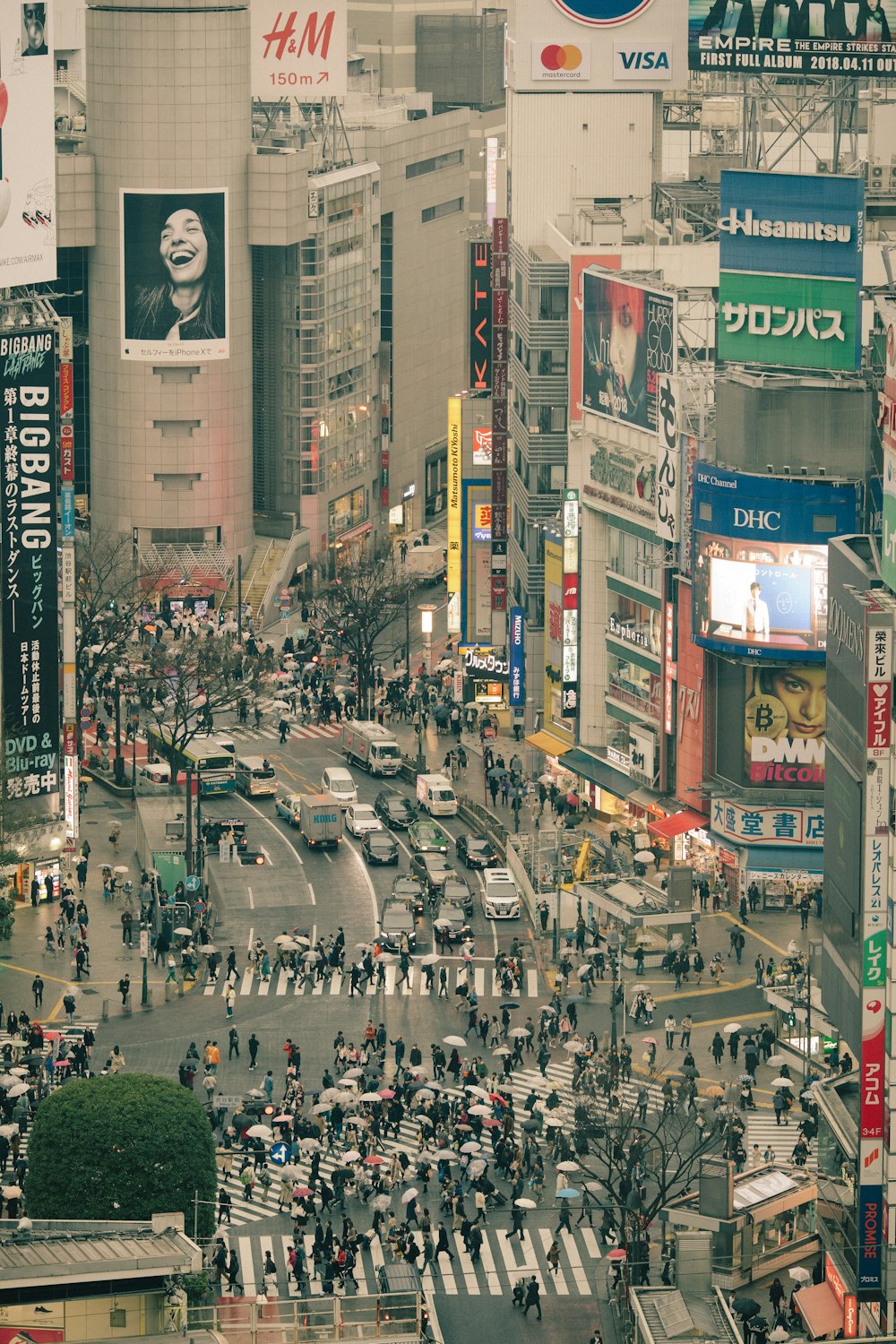 aerial photography of Shibuya crossing