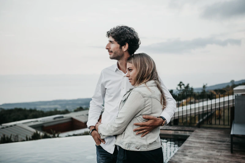 couple holding each other in a close embrace