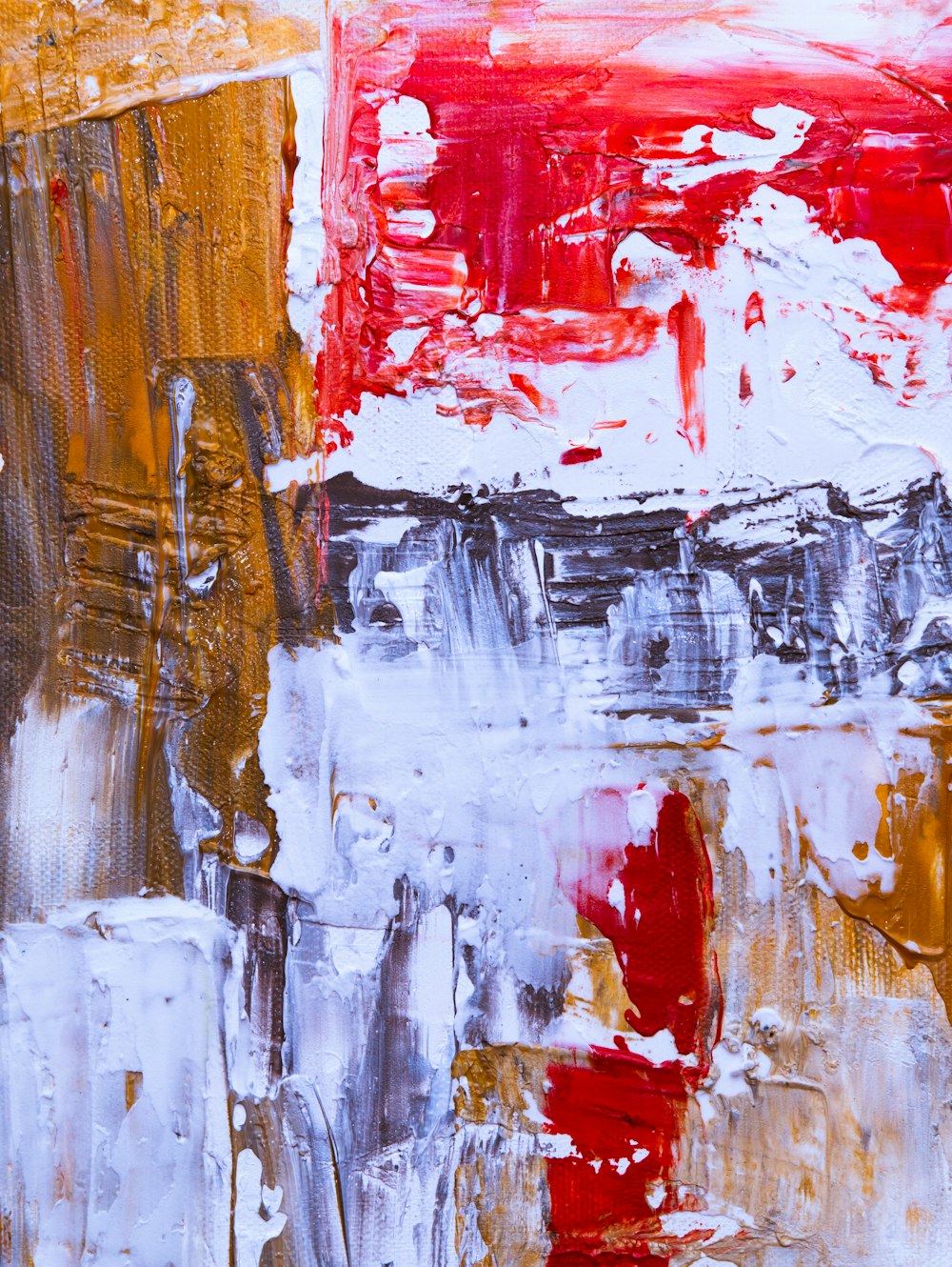 Obras de arte abstractas rojas, blancas y marrones