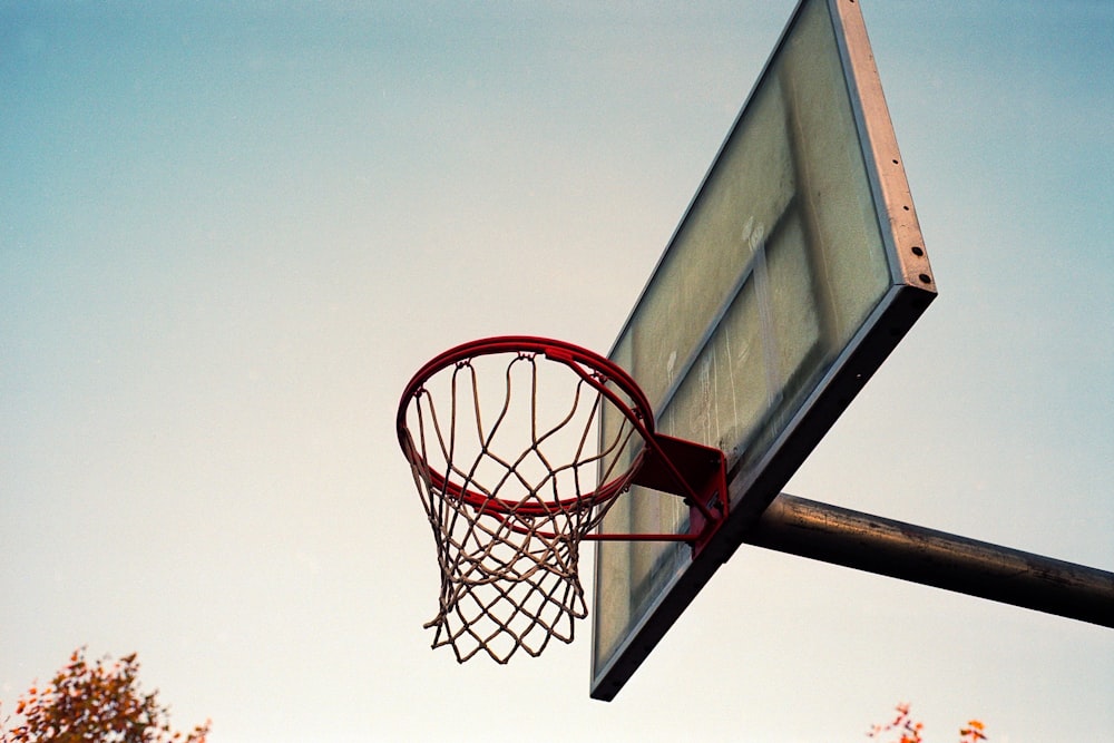 low angle photography of basketball system