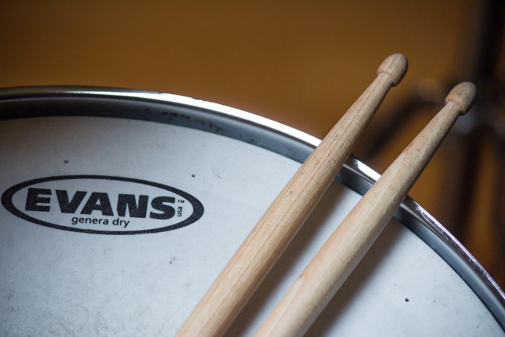 drumsticks on Evans drum