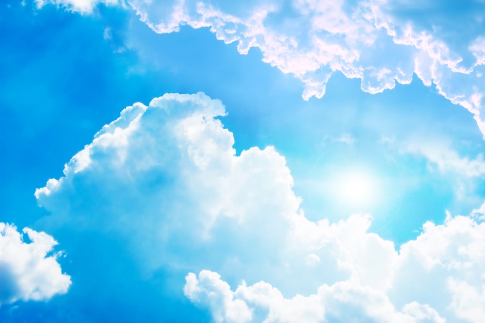 white and blue cloud formation