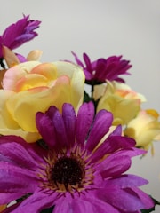 A close-up of floral foam being used in a bouquet.